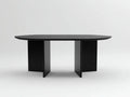 Tavolo da pranzo con piano ovale sagomato e base a pannelli 178 x 92 x 75 cm - nero profondo - per sala da pranzo - stile moderno architettonico