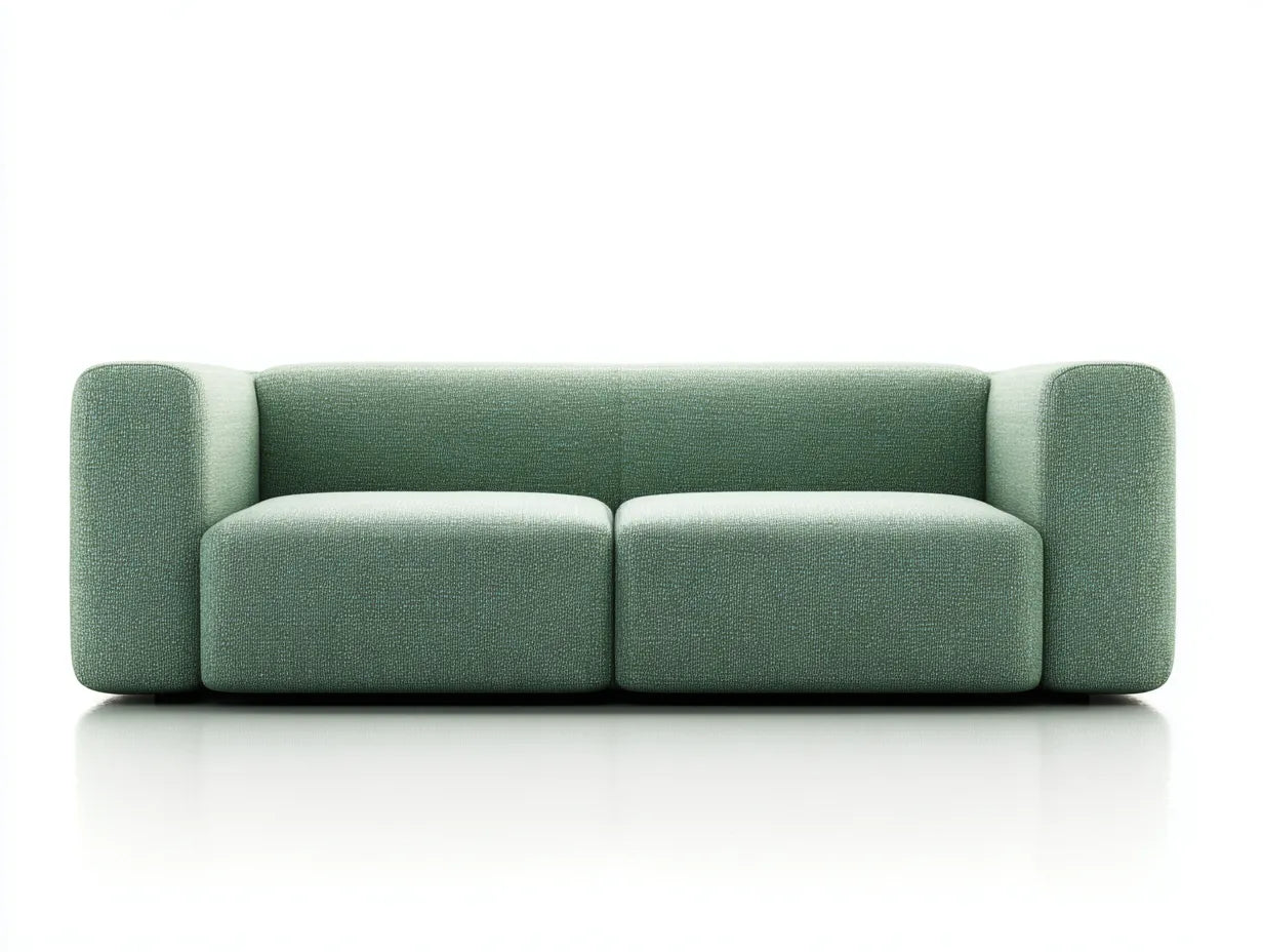 Divano 3 posti in tessuto strutturato 210 x 92 x 73 cm - verde salvia - stile minimale per soggiorno moderno