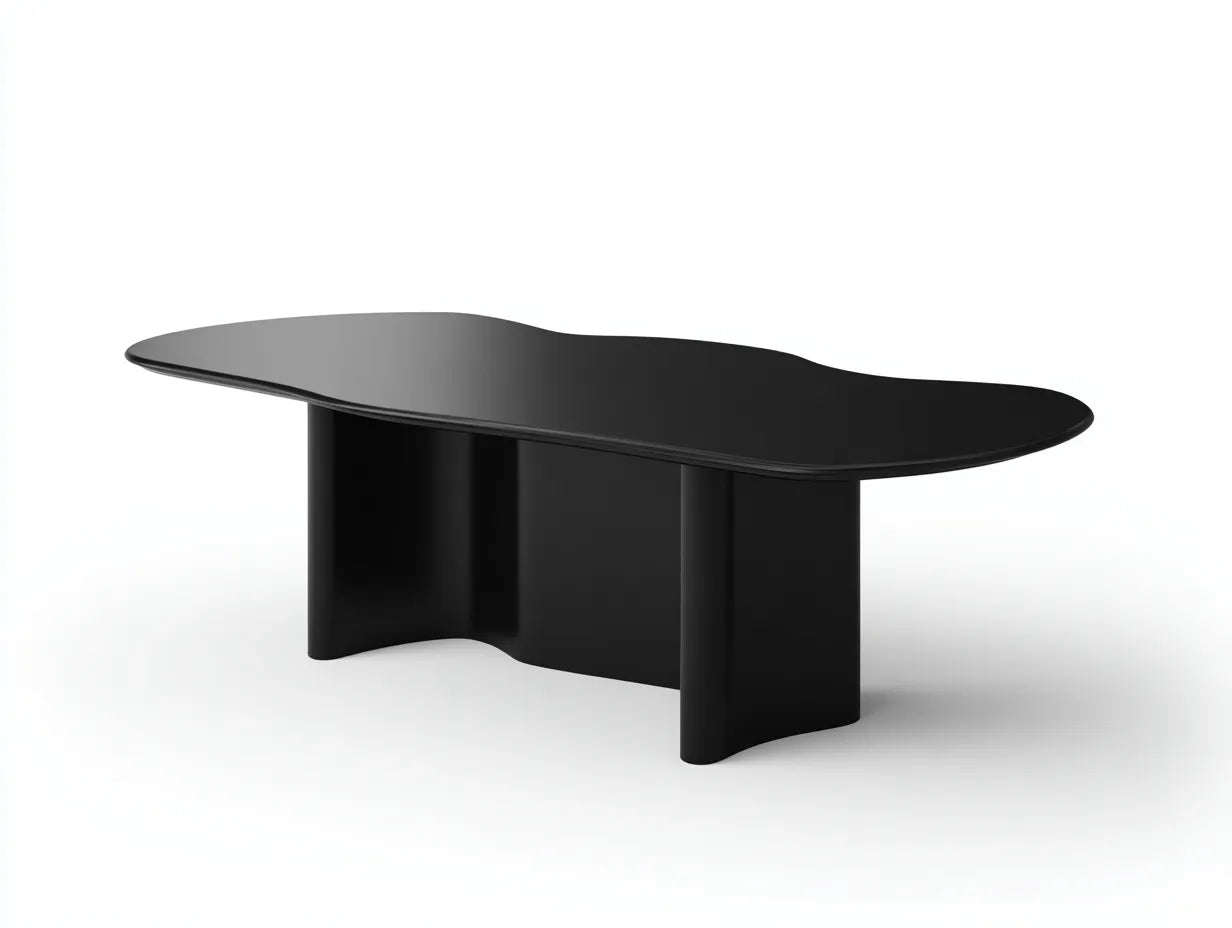 Tavolino da caffè ovale con vano contenitore e ante scanalate 110 x 60 x 45 cm - nero opaco - per soggiorno e salotto - stile moderno materico
