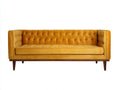 Divano 3 posti in velluto 200 x 80 x 78 cm giallo ocra per soggiorno - stile rétro con finitura capitonné