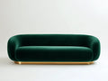 Divano 3 posti in velluto 225 x 92 x 73 cm verde smeraldo per soggiorno - design scultoreo con base dorata
