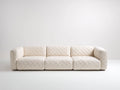 Divano 3 posti imbottito in tessuto trapuntato 228 x 96 x 72 cm - bianco crema - comfort moderno per soggiorno