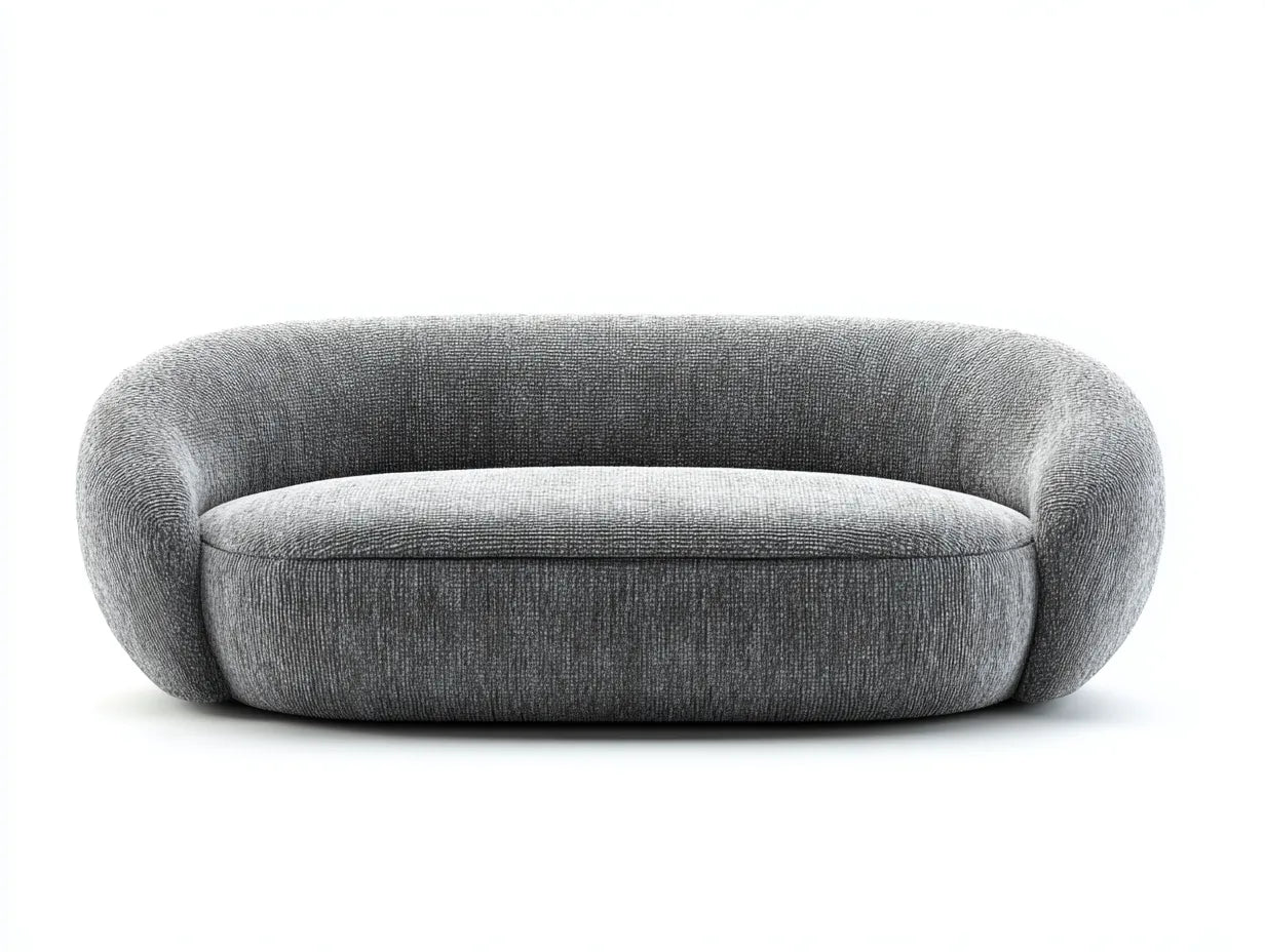 Divano 3 posti in tessuto bouclé 218 x 96 x 74 cm - grigio chiaro - design scultoreo per soggiorno contemporaneo