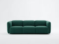 Divano 3 posti imbottito in tessuto morbido 224 x 95 x 76 cm - verde petrolio - arredo contemporaneo per soggiorno elegante