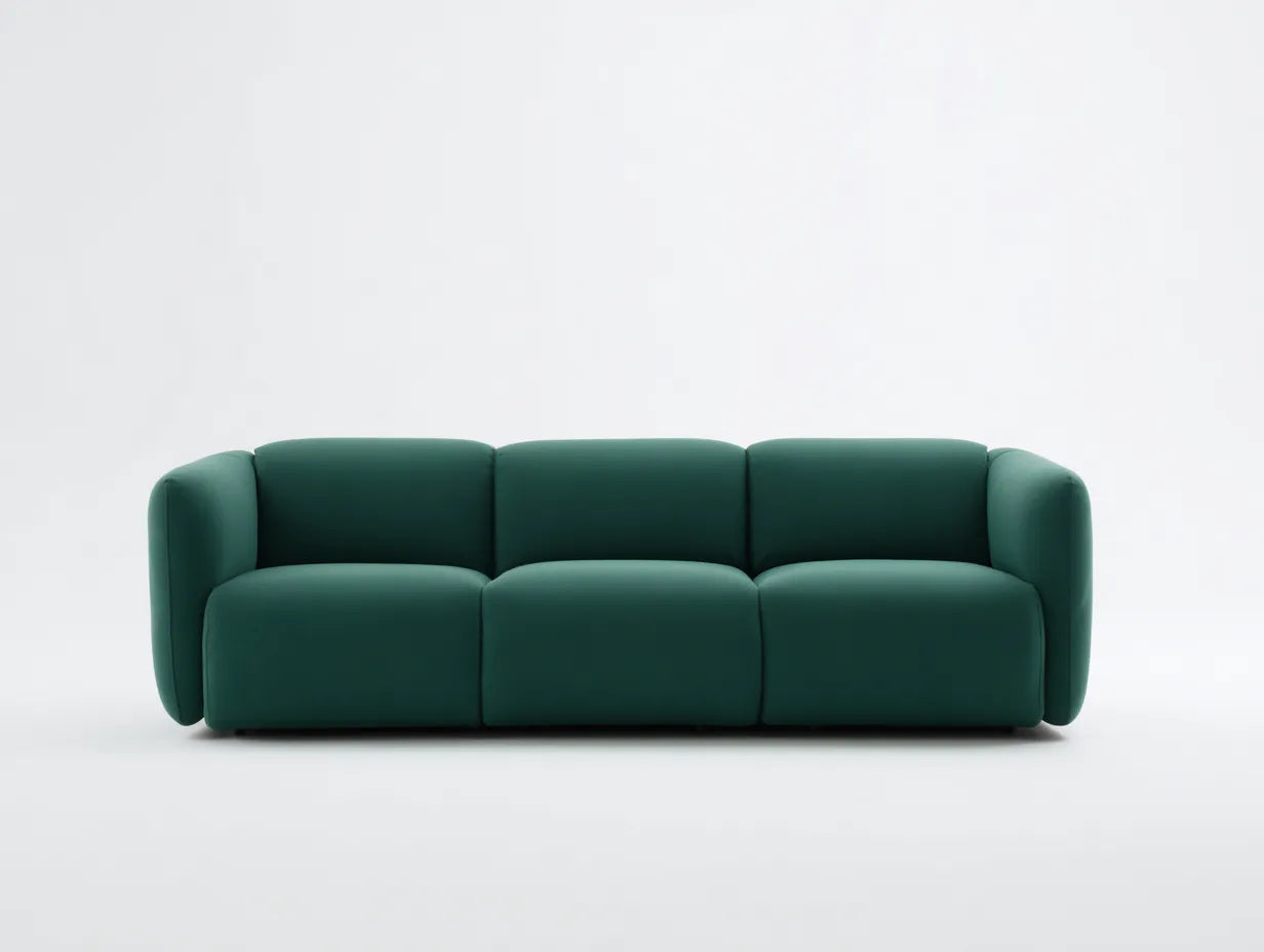 Divano 3 posti imbottito in tessuto morbido 224 x 95 x 76 cm - verde petrolio - arredo contemporaneo per soggiorno elegante