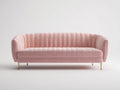 Divano 3 posti in velluto imbottito 210 x 92 x 78 cm - rosa cipria e oro - stile glamour per soggiorno moderno