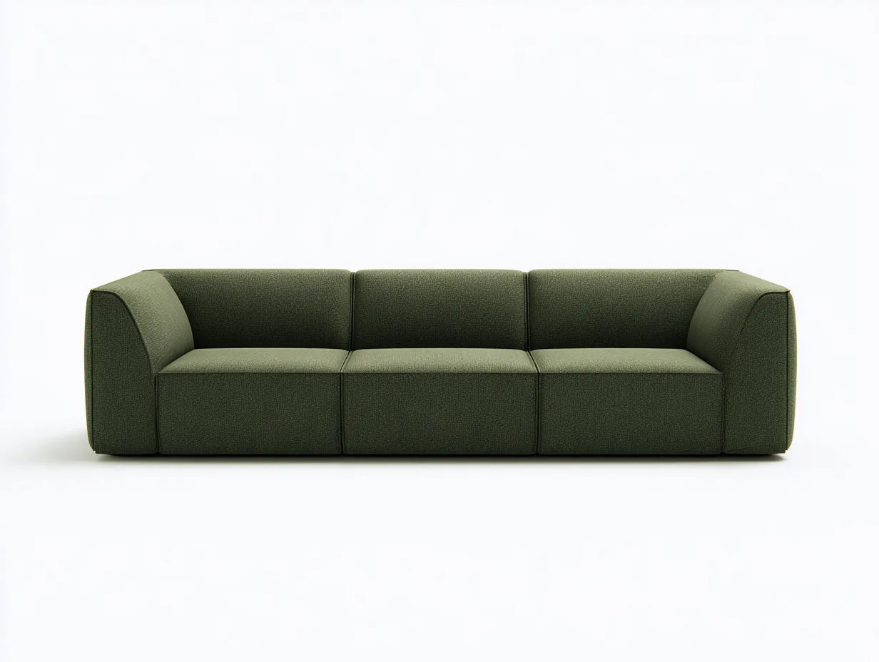 Divano 3 posti modulare in tessuto 236 x 94 x 70 cm - verde oliva - stile minimale per soggiorno contemporaneo
