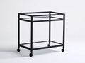 Carrello da cucina a 2 ripiani con struttura in metallo e vetro 68 x 40 x 78 cm - nero - per cucina e zona pranzo - stile moderno minimale